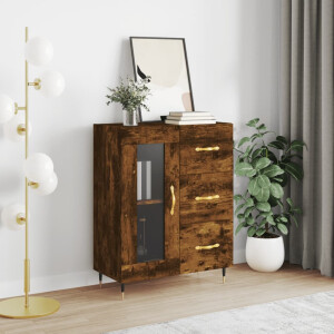 vidaXL Dressoir 69,5x34x90 cm bewerkt hout gerookt eikenkleurig