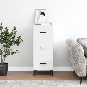 vidaXL Dressoir 34,5x34x90 cm bewerkt hout hoogglans wit
