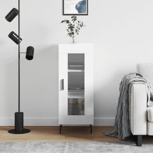 vidaXL Dressoir 34,5x34x90 cm bewerkt hout hoogglans wit