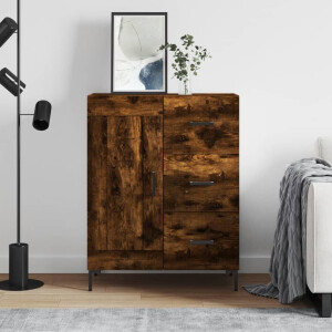 vidaXL Dressoir 69,5x34x90 cm bewerkt hout gerookt eikenkleurig