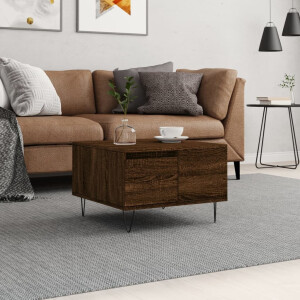 vidaXL Salontafel 55x55x36,5 cm bewerkt hout bruin eikenkleur