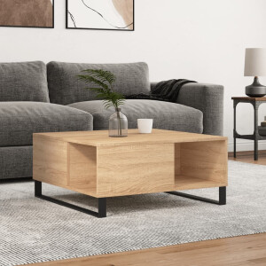 vidaXL Salontafel 80x80x36,5 cm bewerkt hout sonoma eikenkleurig