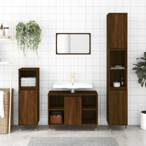 vidaXL Badkamerkast 30x30x100 cm bewerkt hout bruin eikenkleur