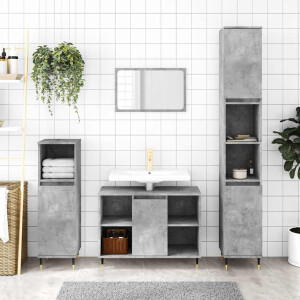 vidaXL Badkamerkast 80x33x60 cm bewerkt hout betongrijs