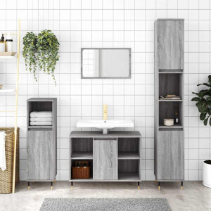vidaXL Badkamerkast 80x33x60 cm bewerkt hout grijs sonoma eikenkleurig