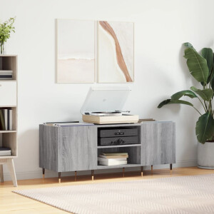 vidaXL Platenkast 121x38x48 cm bewerkt hout grijs sonoma eikenkleurig