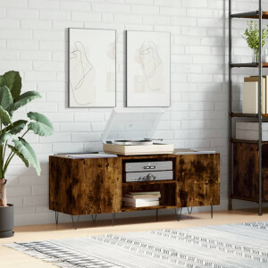 vidaXL Platenkast 121x38x48 cm bewerkt hout gerookt eikenkleurig