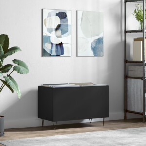 vidaXL Platenkast 74,5x38x48 cm bewerkt hout zwart