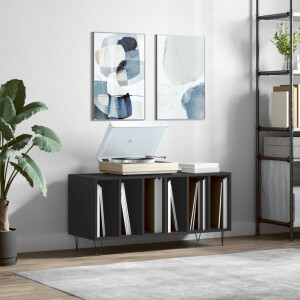 vidaXL Platenkast 100x38x48 cm bewerkt hout zwart