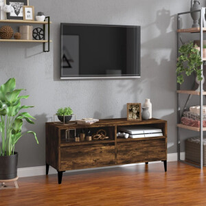 vidaXL Tv-meubel 100x34,5x44,5 cm bewerkt hout gerookt eikenkleurig