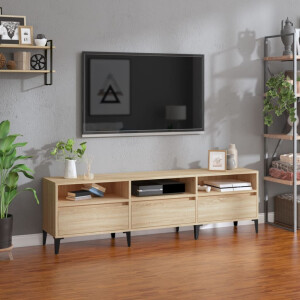 vidaXL Tv-meubel 150x30x44,5 cm bewerkt hout sonoma eikenkleurig