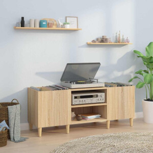 vidaXL Platenkast Sonoma Eiken 121x38x48 cm Bewerkt Hout