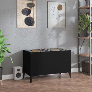 vidaXL Platenkast 74,5x38x48 cm bewerkt hout zwart
