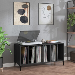 vidaXL Platenkast 100x38x48 cm bewerkt hout zwart