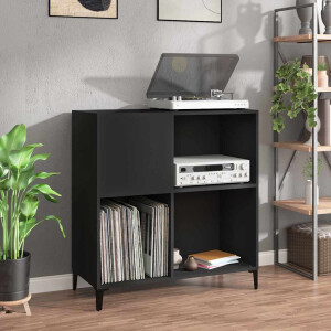 vidaXL Platenkast 84,5x38x89 cm bewerkt hout zwart