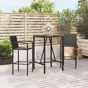 vidaXL 3-delige Tuinbarset poly rattan zwart
