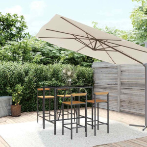 vidaXL 5-delige Tuinbarset poly rattan en massief acaciahout zwart