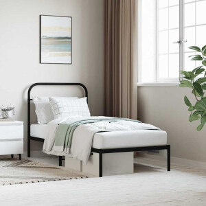 vidaXL Bedframe met hoofdbord metaal zwart 90x190 cm