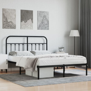 vidaXL Bedframe met hoofdbord metaal zwart 140x190 cm