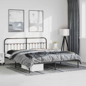 vidaXL Bedframe met hoofdbord metaal zwart 183x213 cm