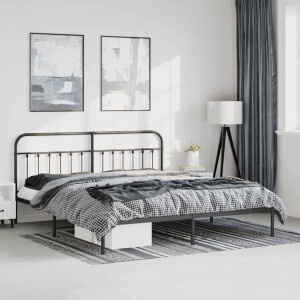 vidaXL Bedframe met hoofdbord metaal zwart 183x213 cm