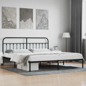 vidaXL Bedframe met hoofdbord metaal zwart 200x200 cm