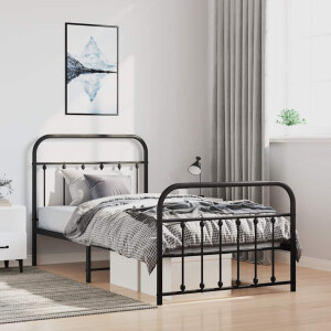vidaXL Bedframe met hoofd- en voeteneinde metaal zwart 100x190 cm