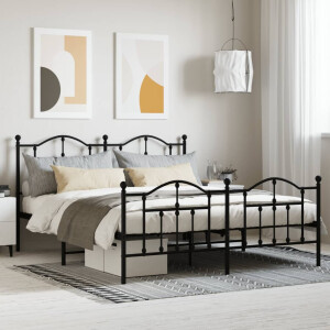 vidaXL Bedframe met voetbord zonder matras metaal zwart 180x200 cm