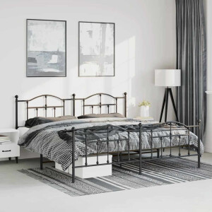 vidaXL Bedframe met hoofd- en voeteneinde metaal zwart 193x203 cm
