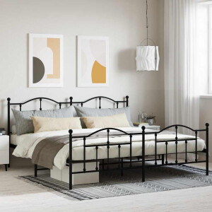 vidaXL Bedframe met hoofd- en voeteneinde metaal zwart 200x200 cm