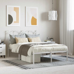 vidaXL Bedframe met hoofdbord metaal wit 120x190 cm