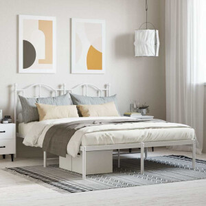 vidaXL Bedframe met hoofdbord metaal wit 140x200 cm