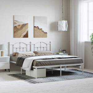 vidaXL Bedframe met hoofdbord metaal wit 183x213 cm