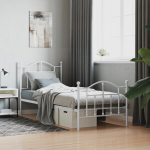 vidaXL Bedframe met hoofd- en voeteneinde metaal wit 80x200 cm