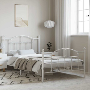 vidaXL Bedframe met hoofd- en voeteneinde metaal wit 100x200 cm
