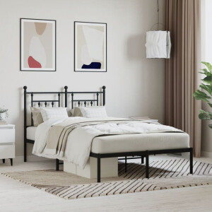 vidaXL Bedframe met hoofdbord metaal zwart 120x190 cm