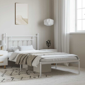 vidaXL Bedframe met hoofdbord metaal wit 100x200 cm