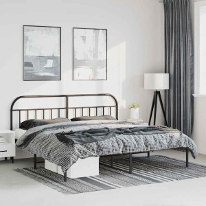 vidaXL Bedframe met hoofdbord metaal zwart 193x203 cm