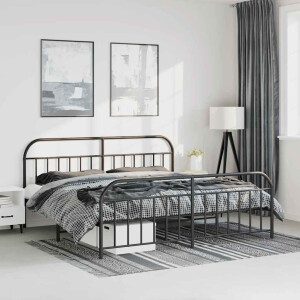 vidaXL Bedframe met hoofd- en voeteneinde metaal zwart 193x203 cm