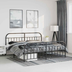 vidaXL Bedframe met hoofd- en voeteneinde metaal zwart 193x203 cm