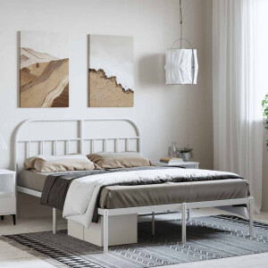 vidaXL Bedframe met hoofdbord metaal wit 150x200 cm