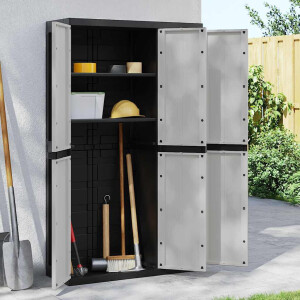 vidaXL Tuinkast 97x37x165 cm polypropeen grijs en zwart