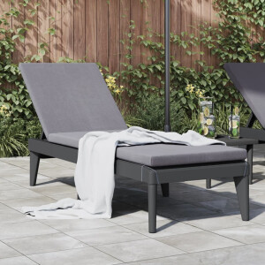 vidaXL Ligbed met kussen 186x60x29 cm polypropeen antracietkleurig