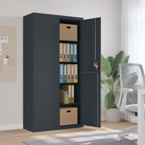 vidaXL Archiefkast 90x40x180 cm staal antracietkleurig