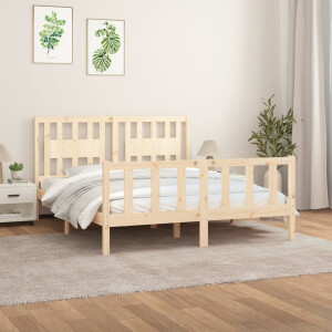 vidaXL Bedframe met hoofdbord massief grenenhout 160x200 cm