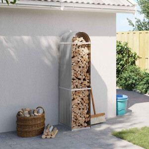 vidaXL Haardhoutopslag 40x45x170 cm gegalvaniseerd staal lichtgrijs
