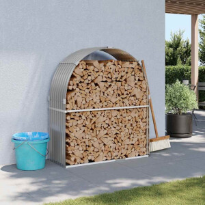 vidaXL Haardhoutopslag 120x45x140 cm gegalvaniseerd staal lichtgrijs