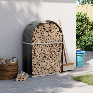 vidaXL Haardhoutopslag 80x45x120 cm gegalvaniseerd staal antraciet