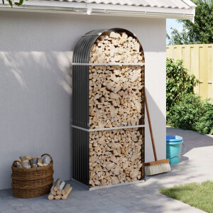 vidaXL Haardhoutopslag 80x45x190 cm gegalvaniseerd staal antraciet