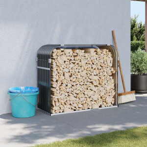 vidaXL Haardhoutopslag 120x45x100 cm gegalvaniseerd staal antraciet
